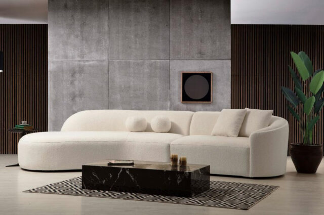 Cloe Ivory Boucle Curved 134" Sectional