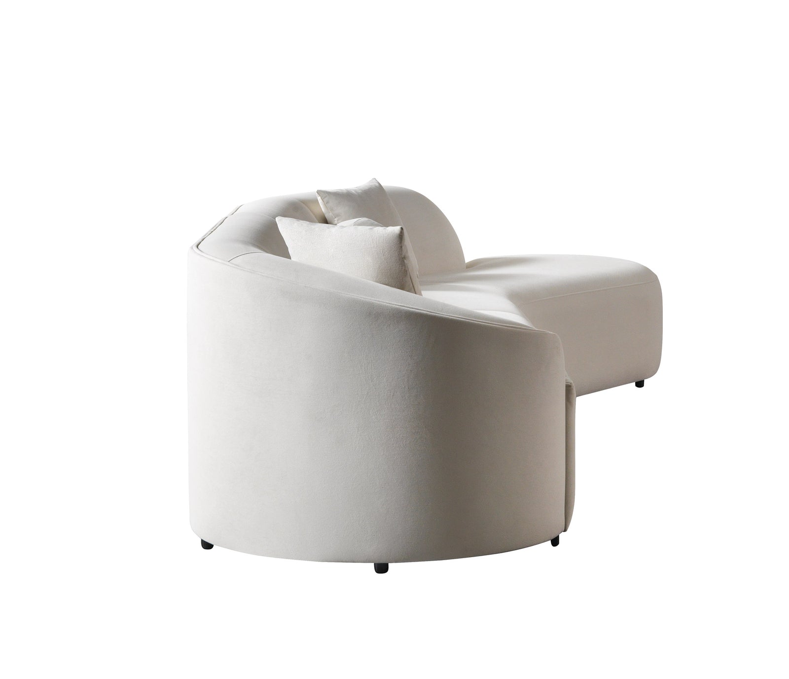 Cloe Ivory Velvet Curved 134" Right-Facing Chaise Sectional