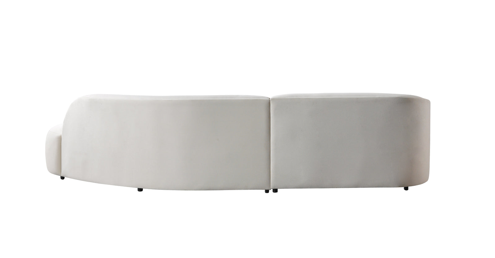Cloe Ivory Velvet Curved 134" Right-Facing Chaise Sectional
