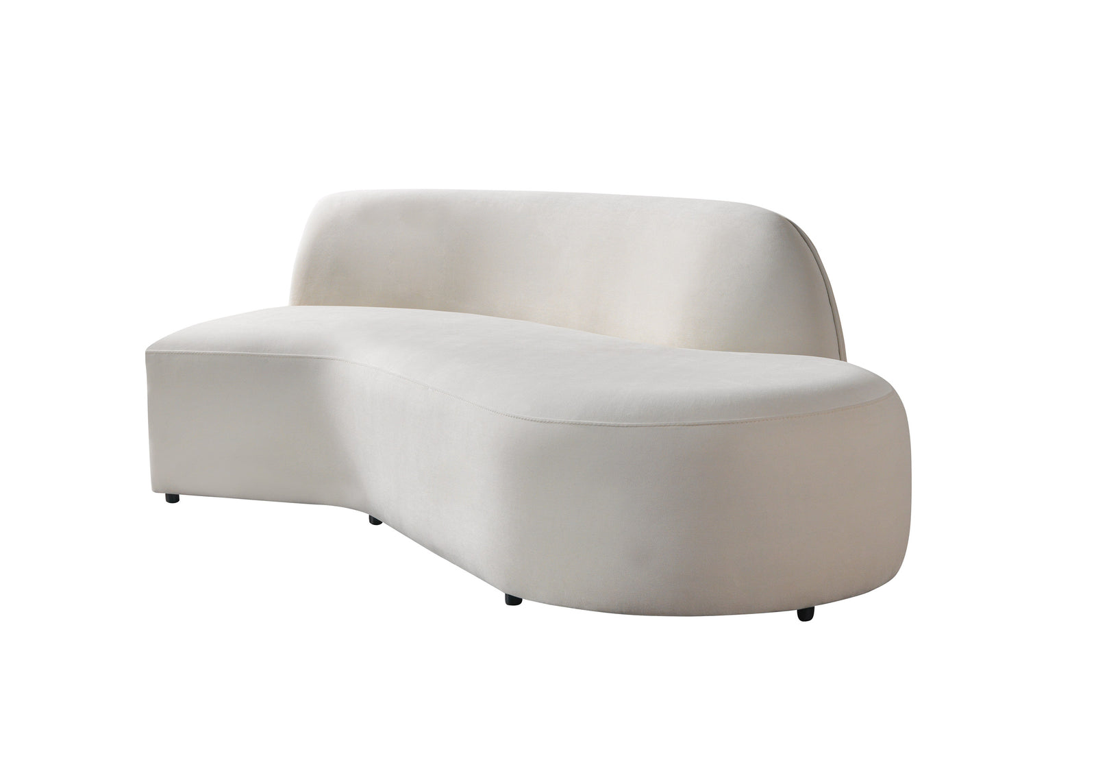 Cloe Ivory Velvet Curved 134" Right-Facing Chaise Sectional