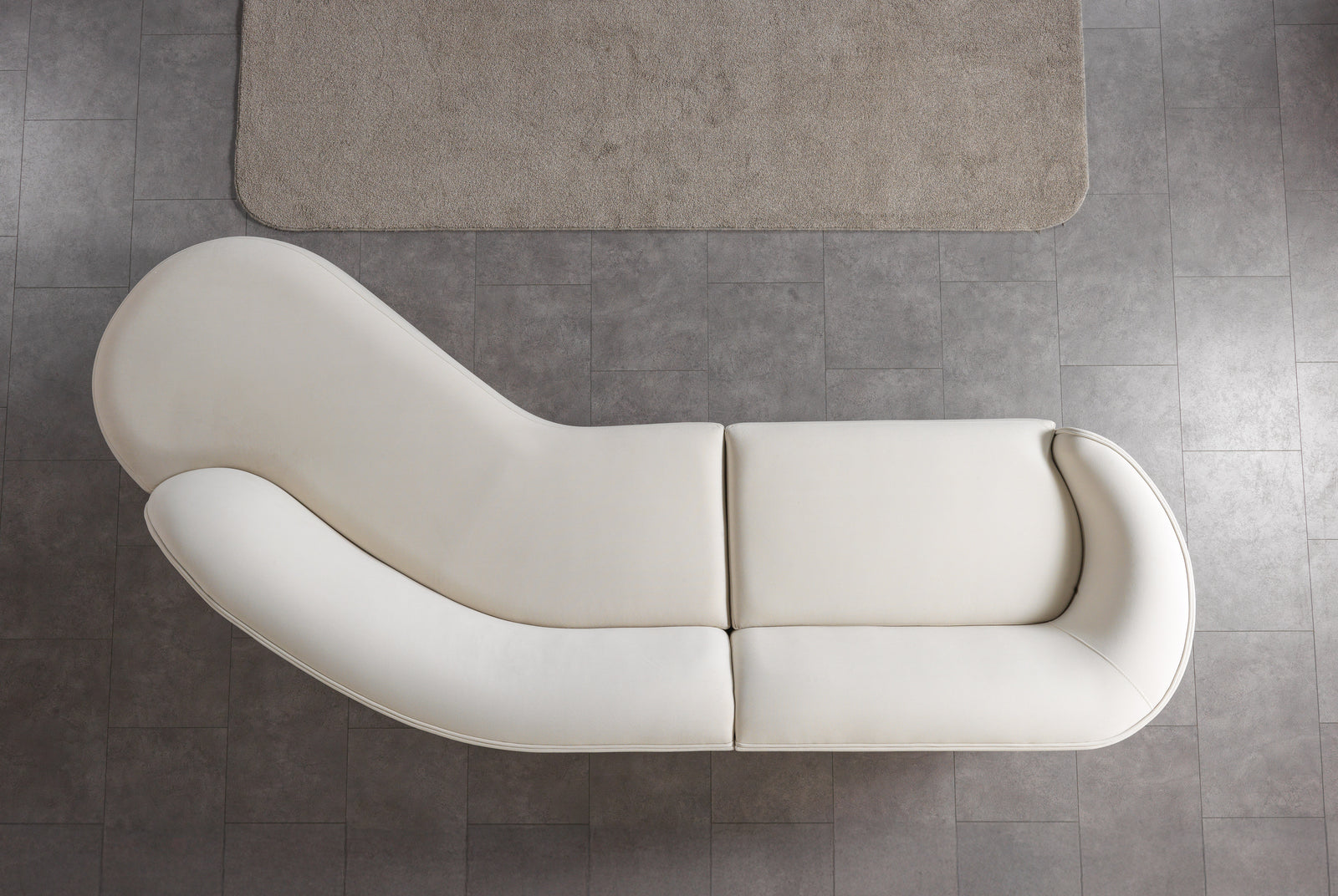 Cloe Ivory Velvet Curved 134" Right-Facing Chaise Sectional
