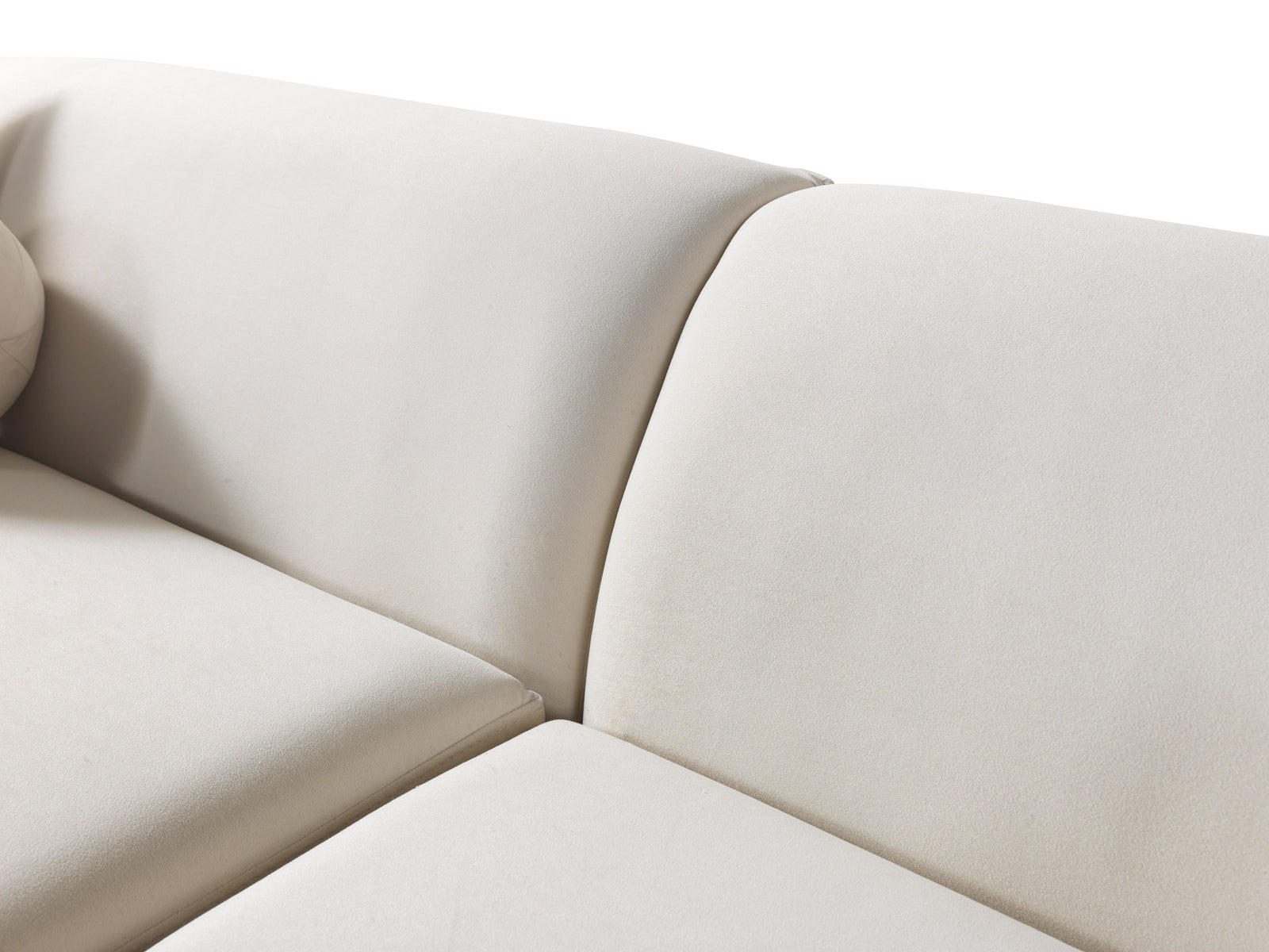 Cloe Ivory Velvet Curved 134" Right-Facing Chaise Sectional