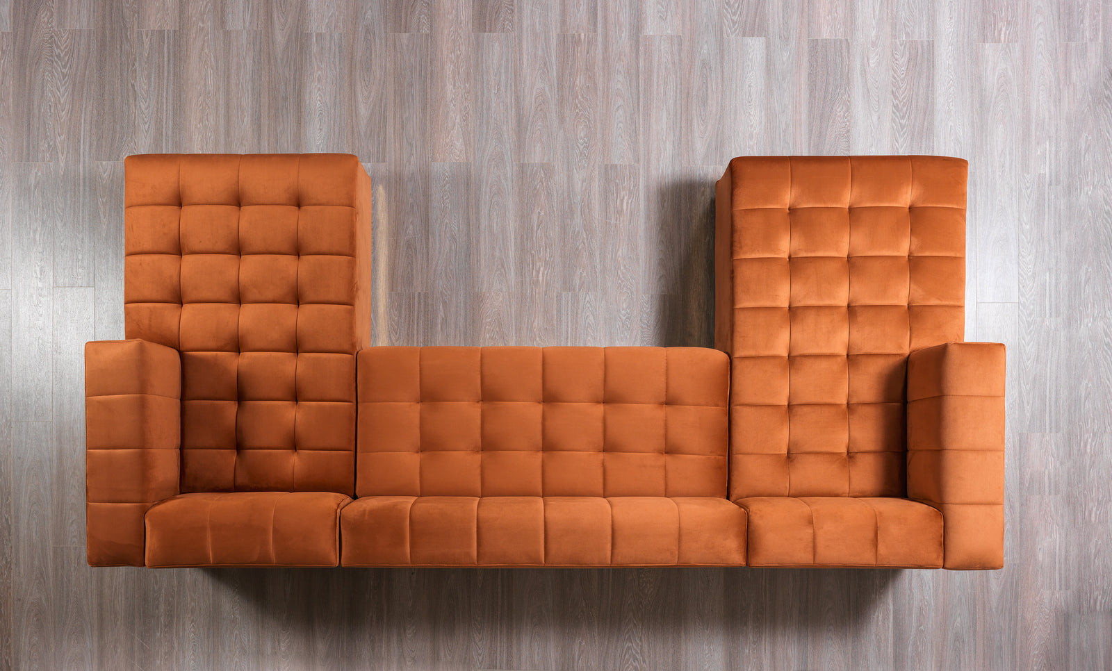 Elisha Orange Velvet Double Chaise Sectional
