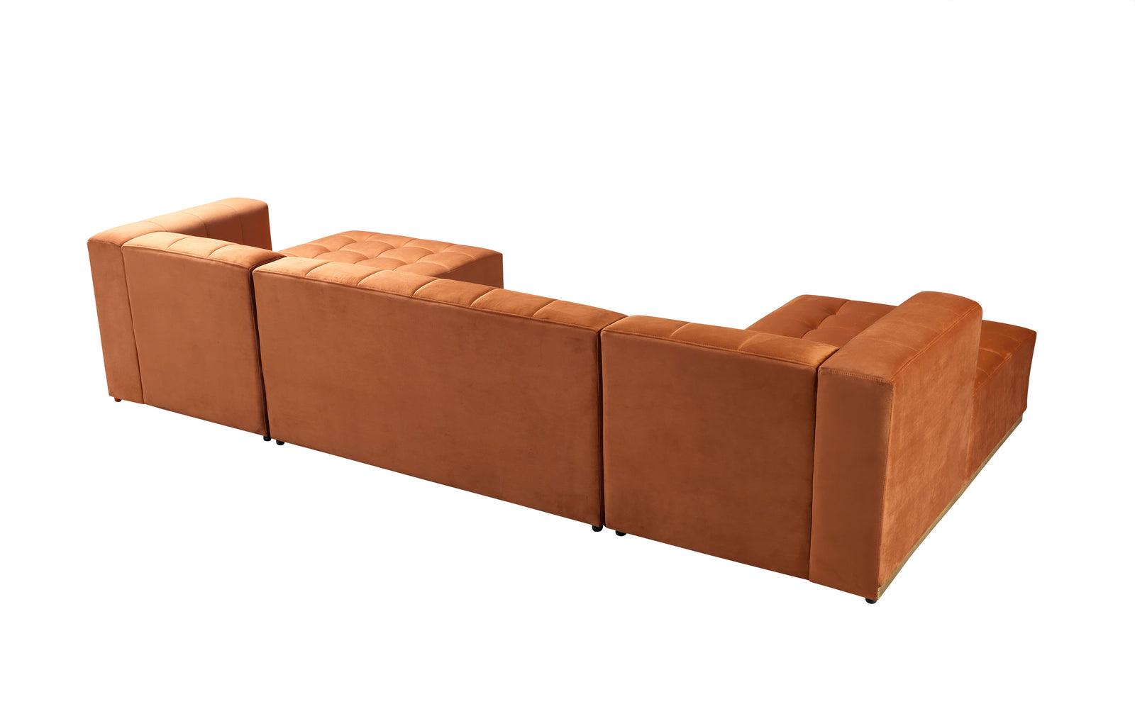 Elisha Orange Velvet Double Chaise Sectional