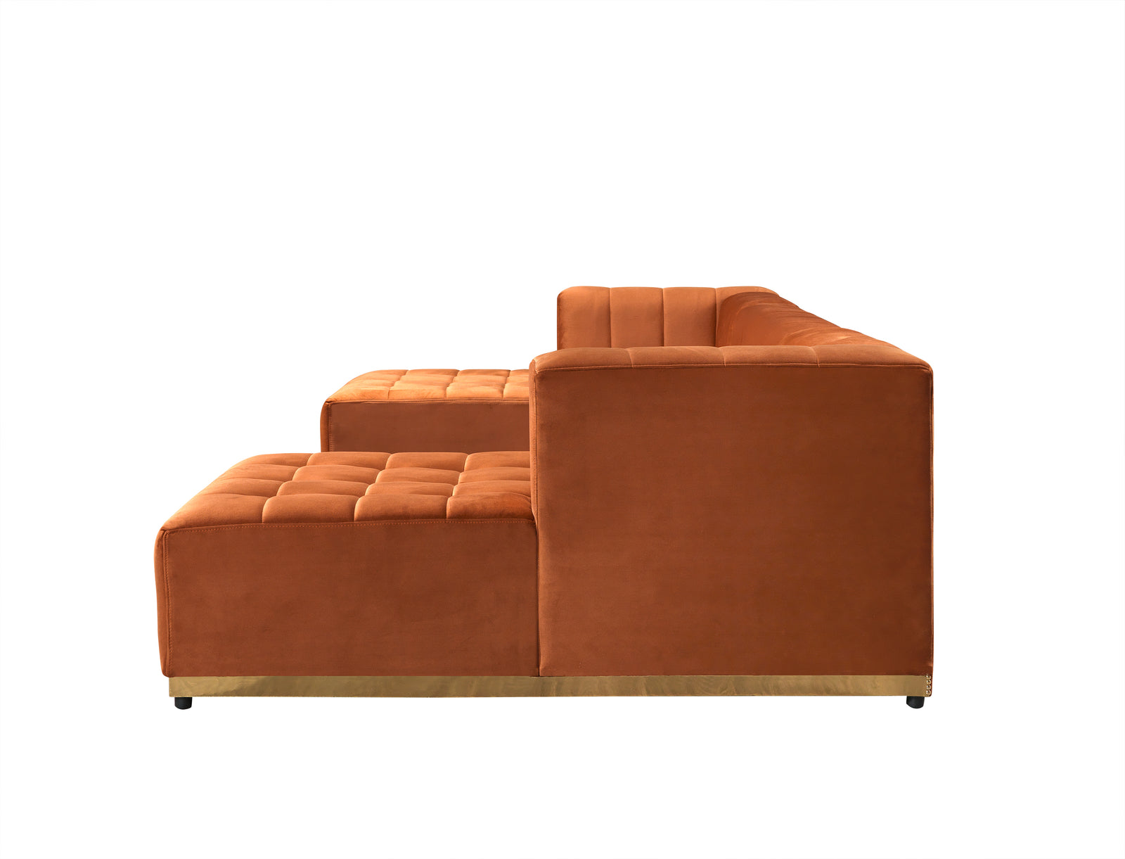 Elisha Orange Velvet Double Chaise Sectional