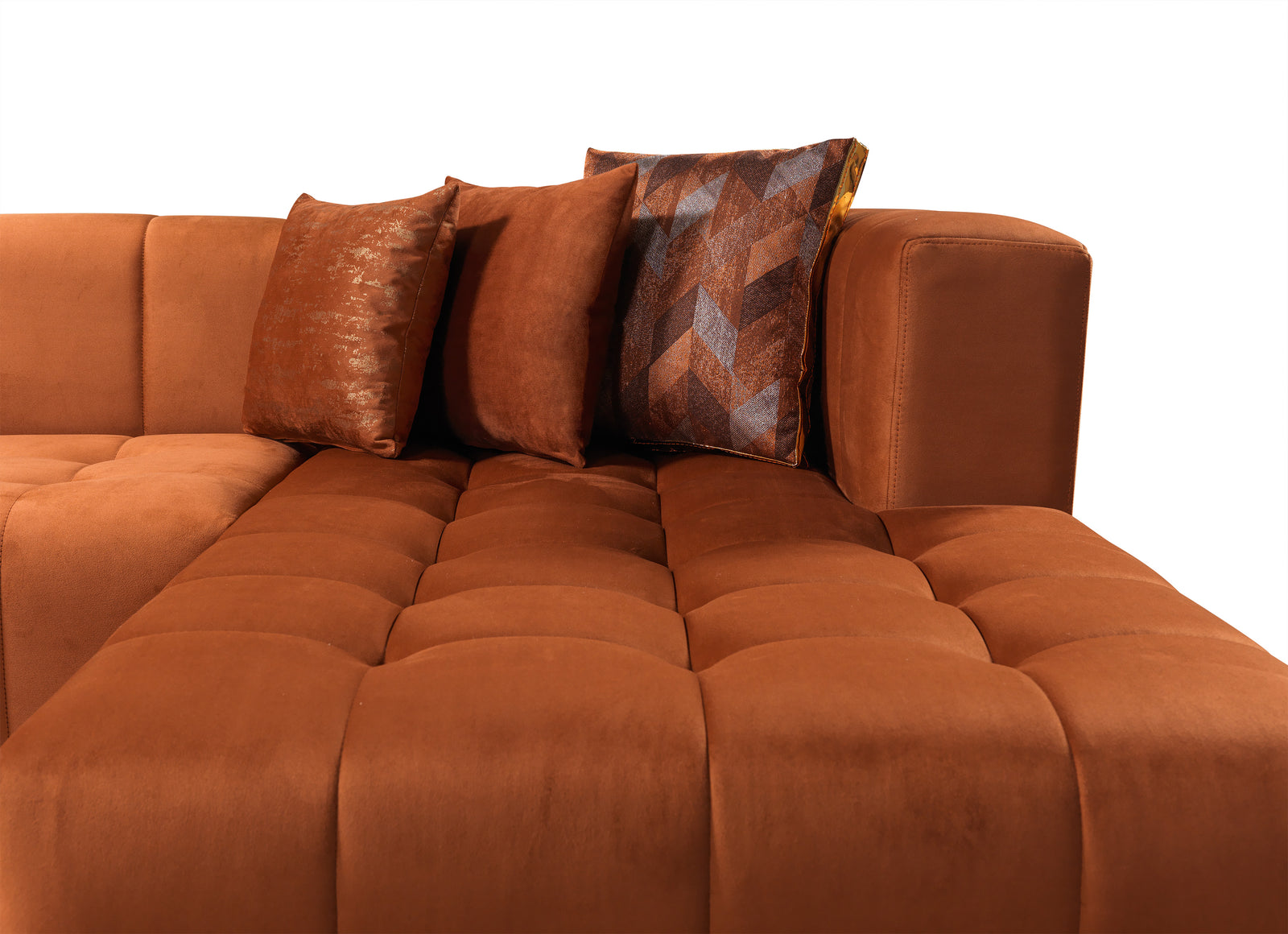 Elisha Orange Velvet Double Chaise Sectional