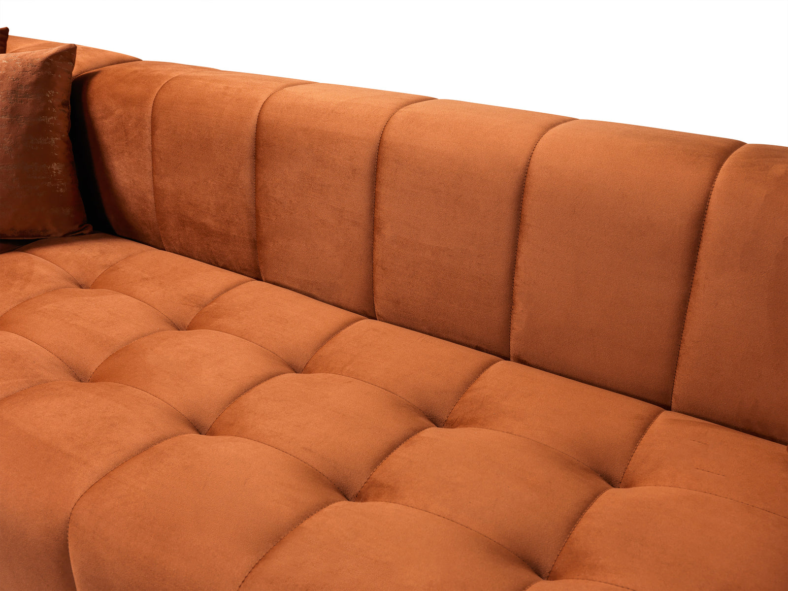 Elisha Orange Velvet Double Chaise Sectional