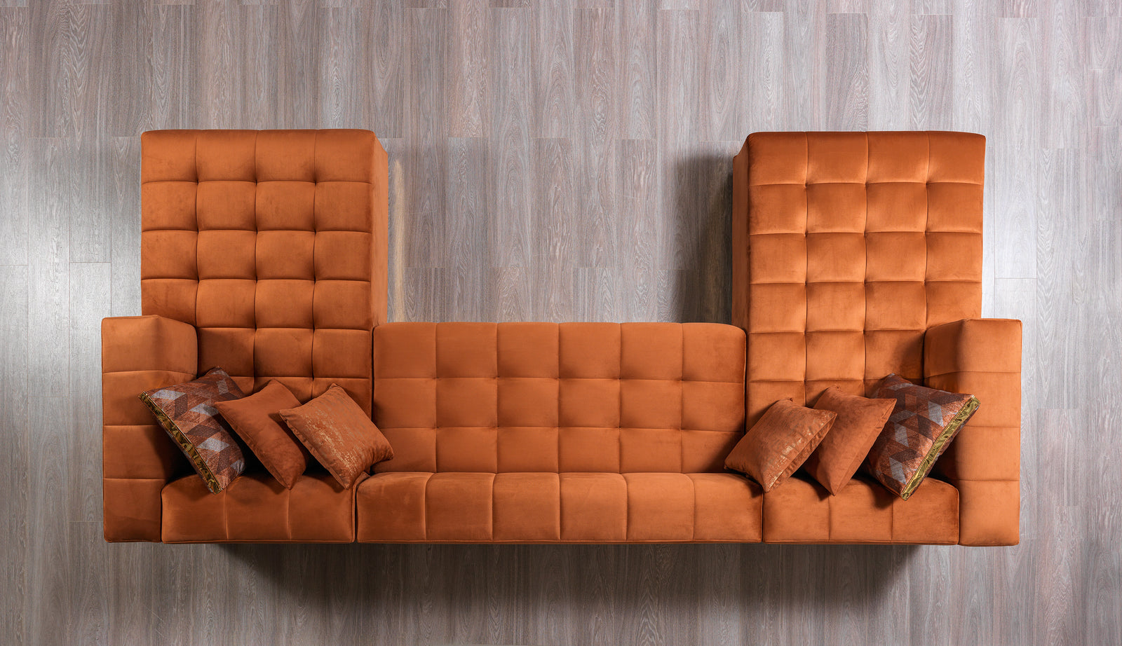 Elisha Orange Velvet Double Chaise Sectional