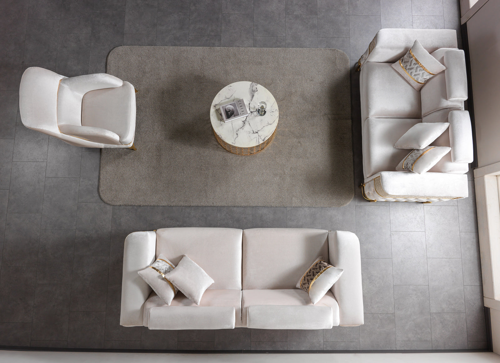 Fabiana Ivory Velvet Sofa & Loveseat