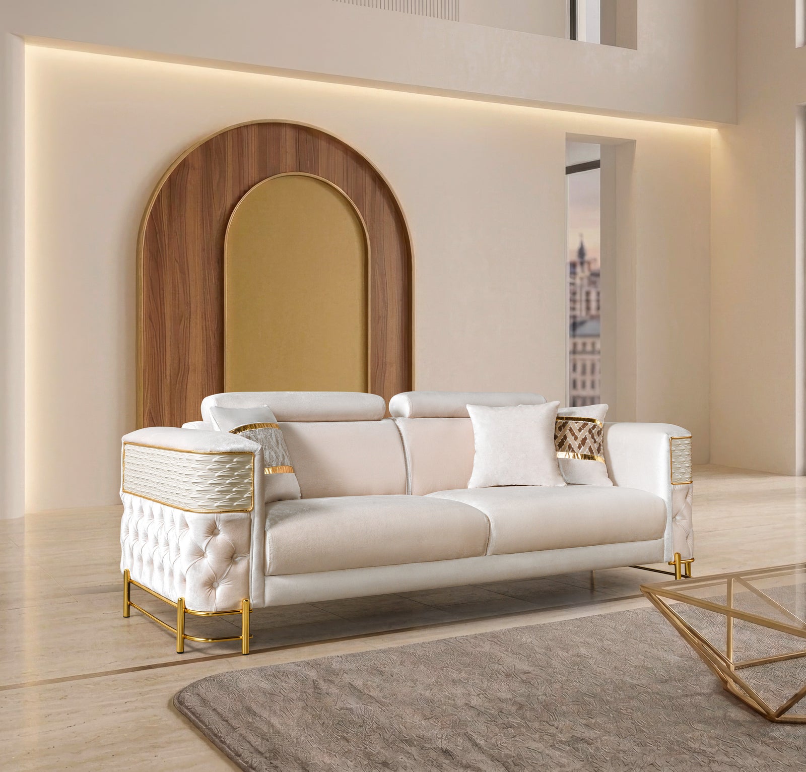 Fabiana Ivory Velvet Sofa & Loveseat