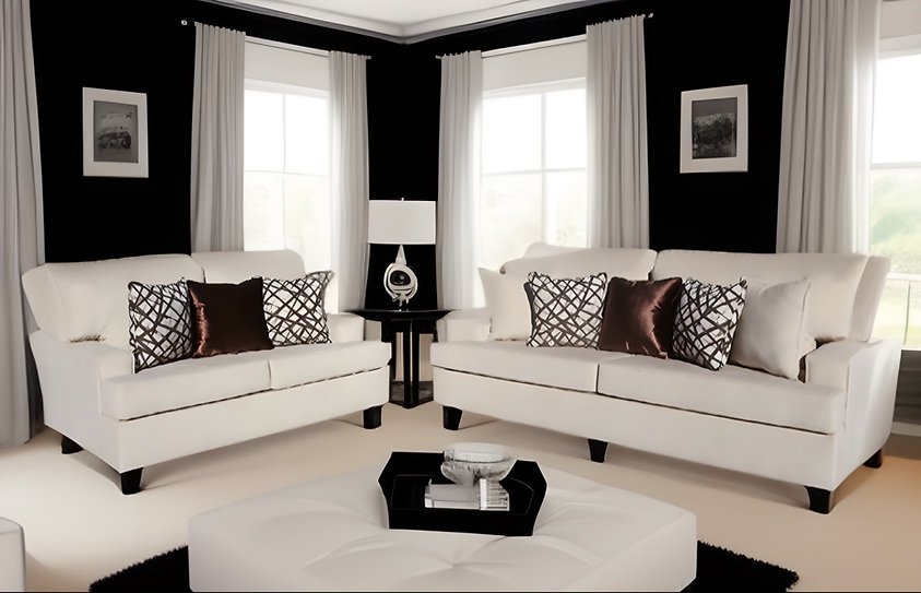 Barcelona Ivory Oversized Sofa & Loveseat