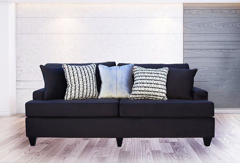 Ritz Black Velvet Oversized Sofa & Loveseat - Image 2