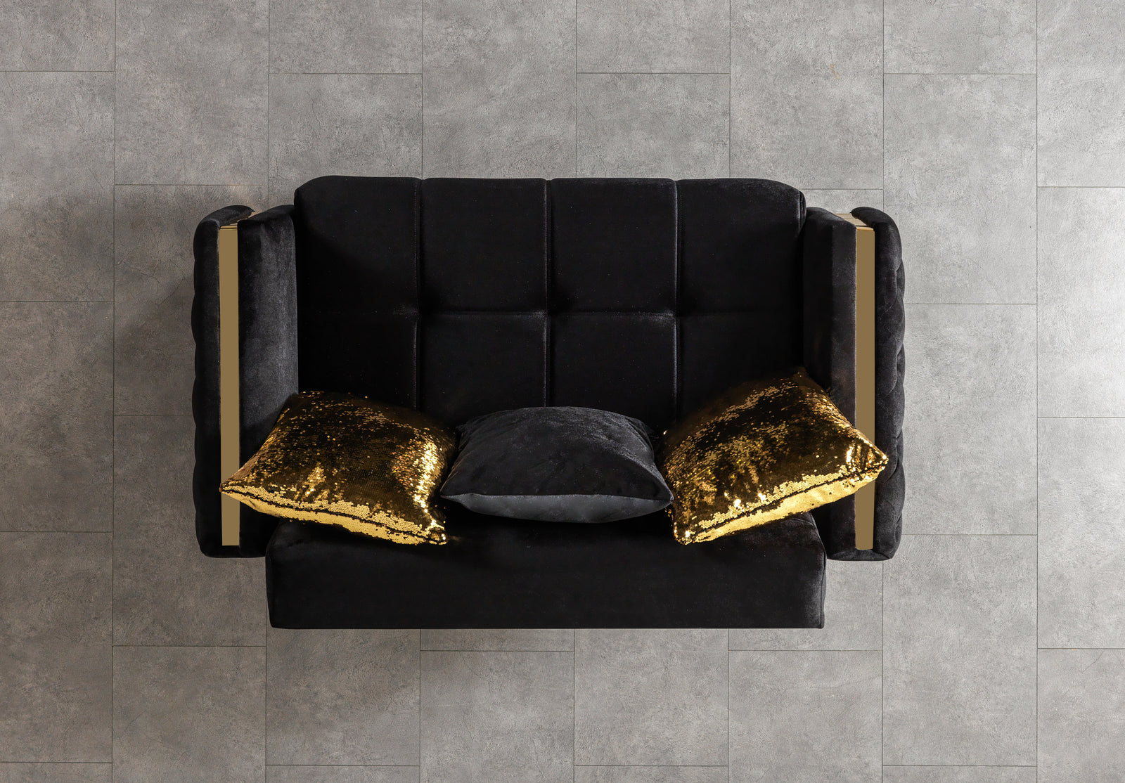 Florence Black Velvet Sofa 88" & Loveseat 64"