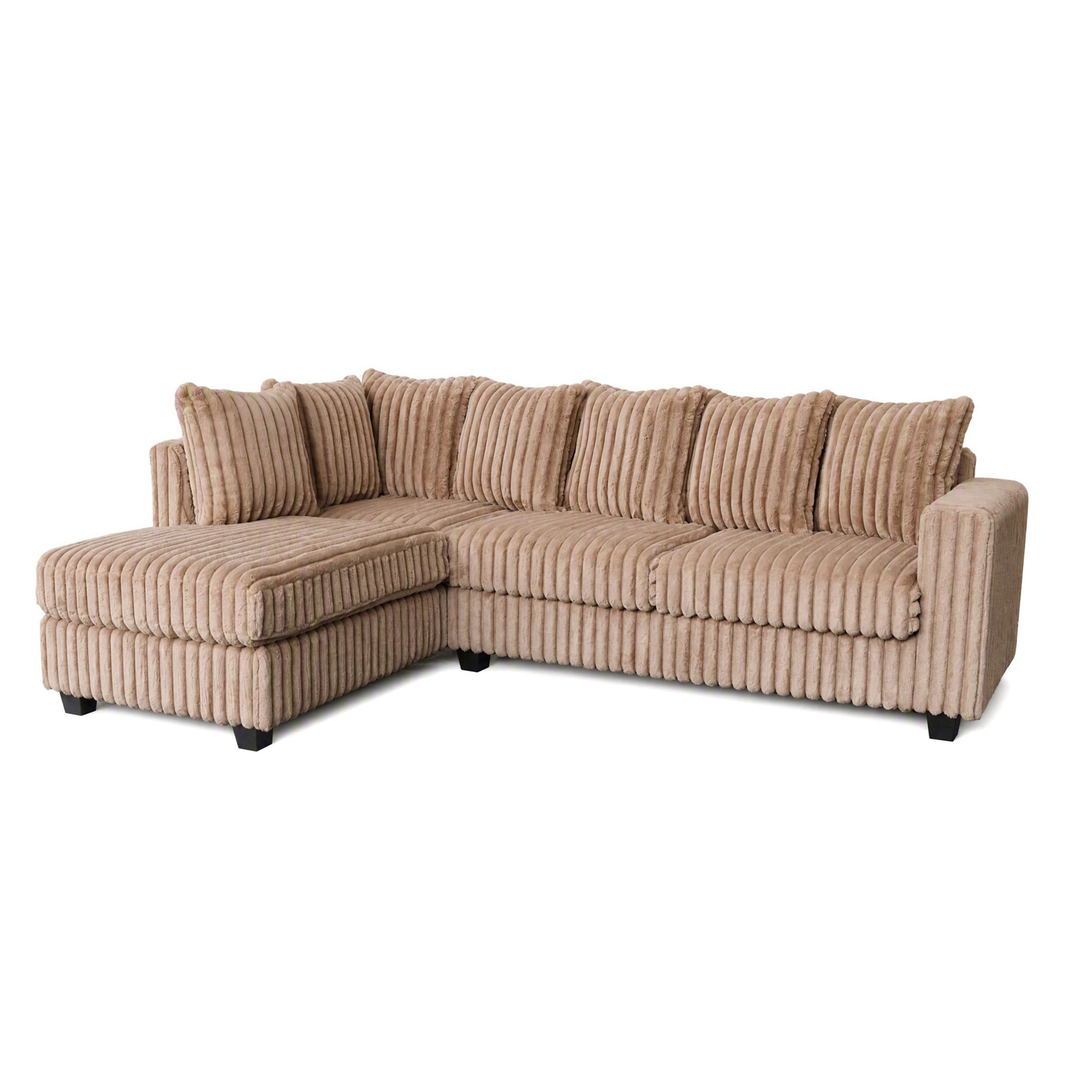 Hanna Taupe Fluffy Corduroy Sectional with Reversible Chaise