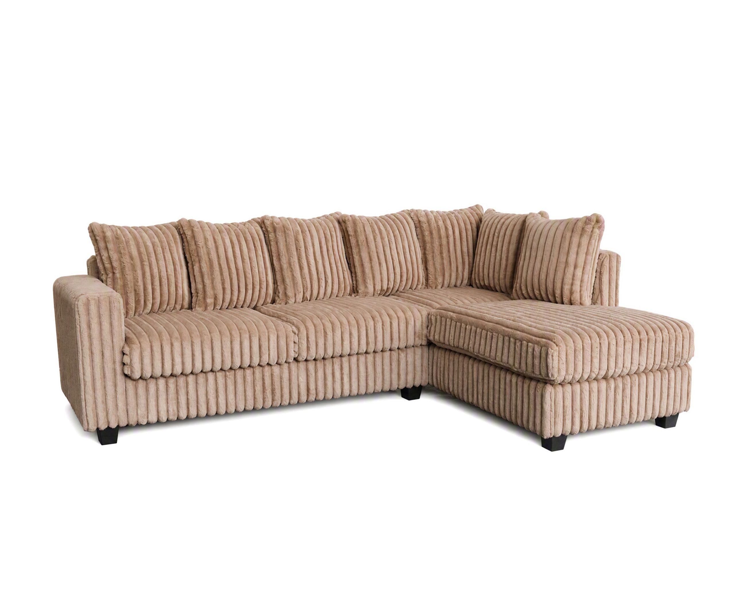 Hanna Taupe Fluffy Corduroy Sectional with Reversible Chaise