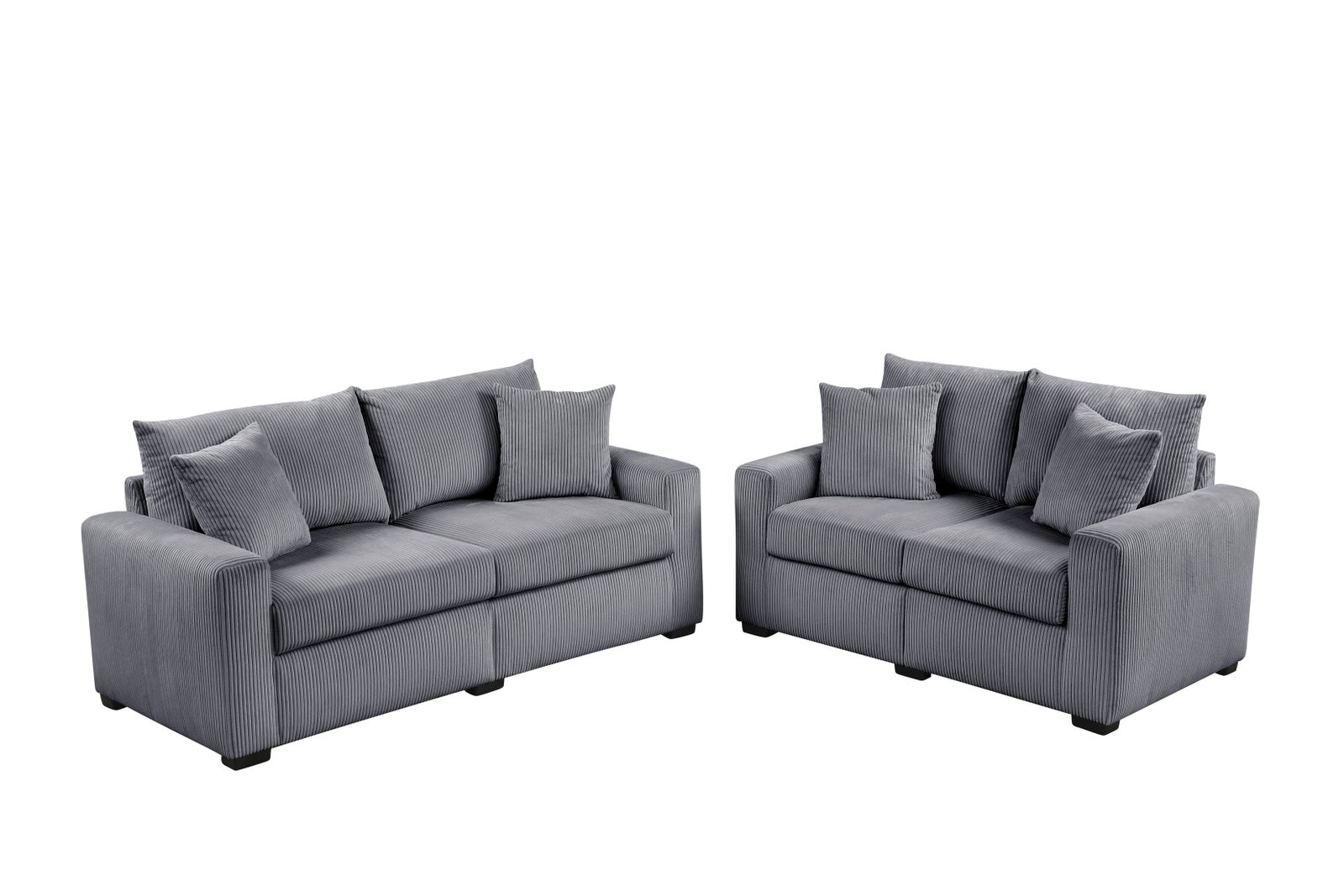 HH1124 Charcoal Gray Sofa & Loveseat Set