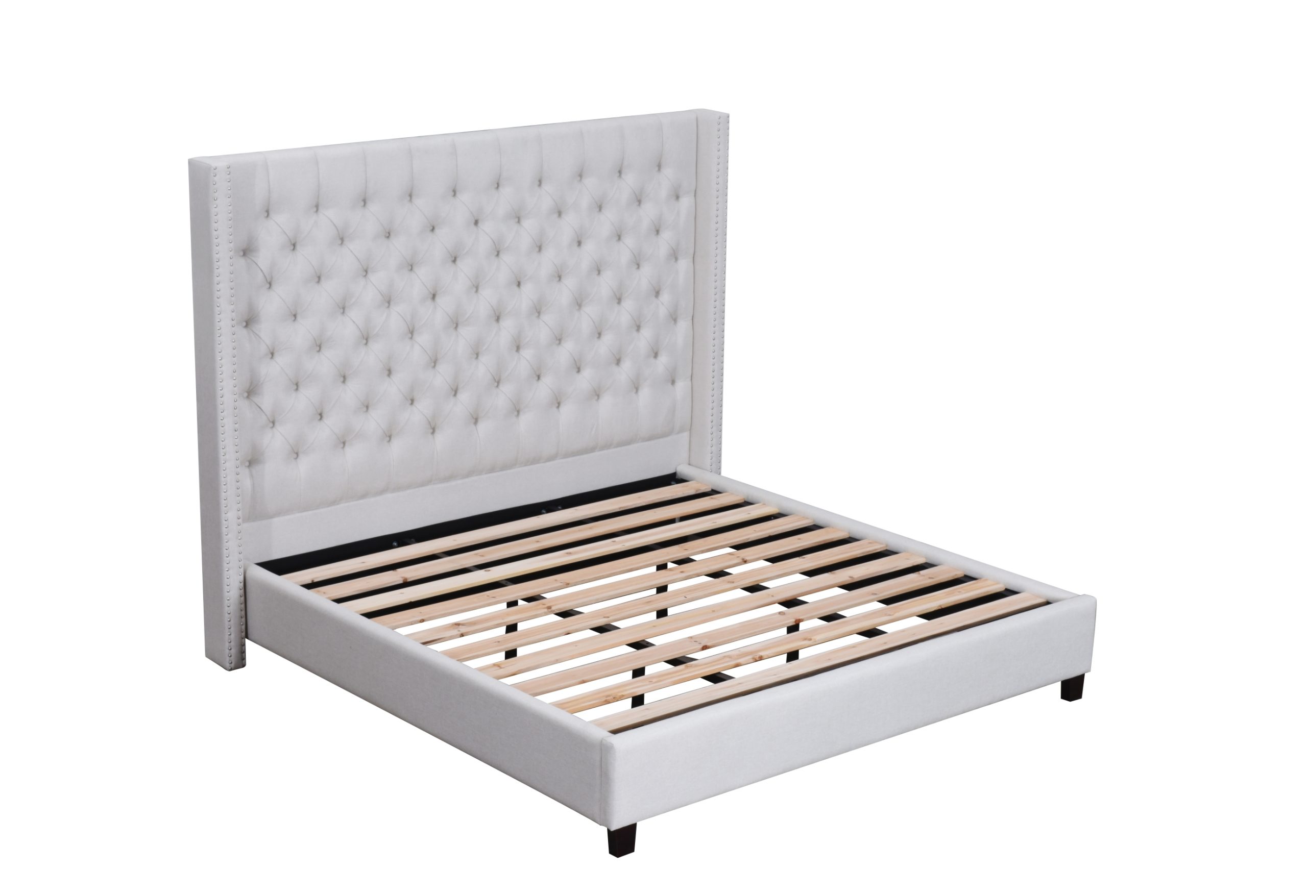 Hugh Linen Upholstered Platform Bed