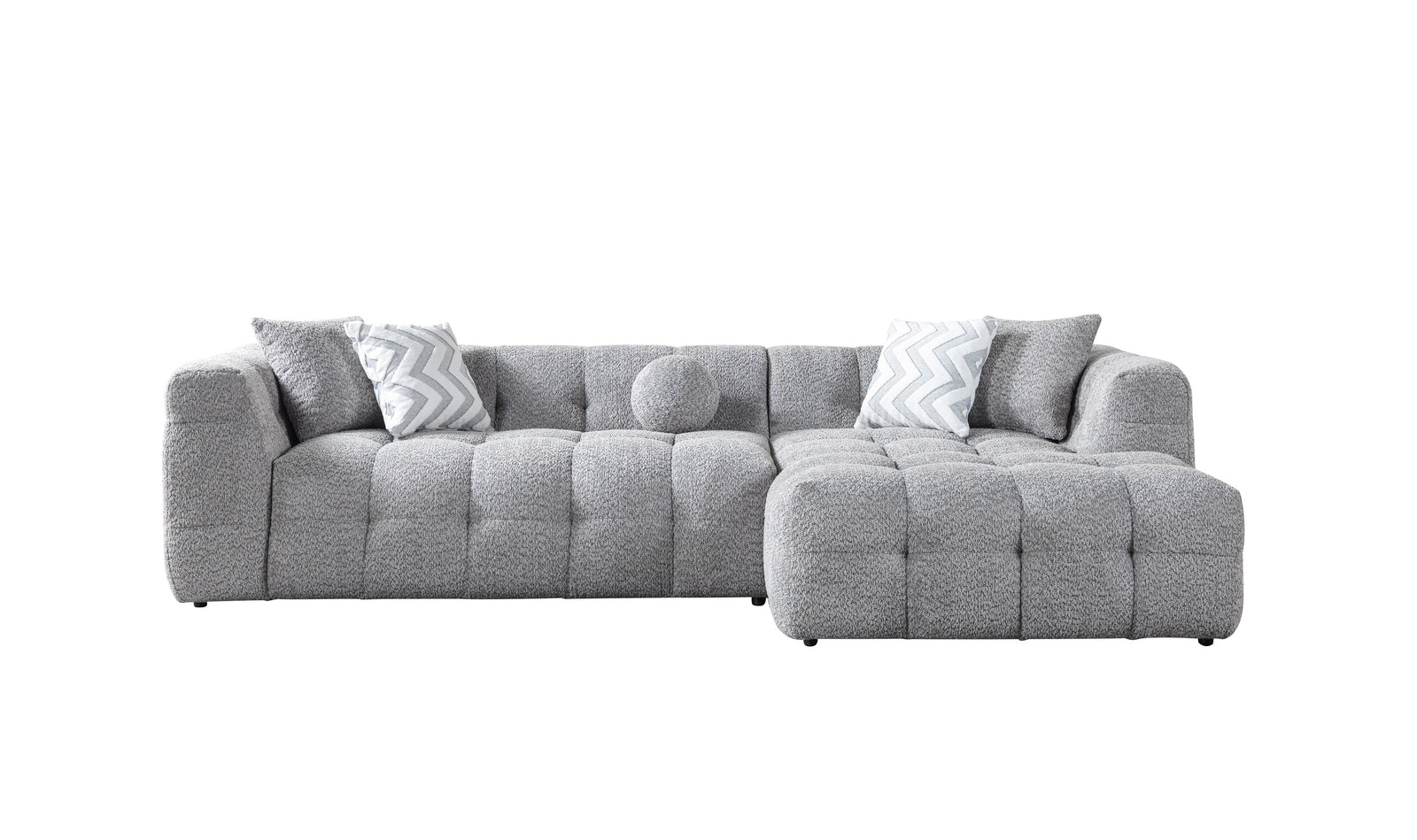 Ivy Gray Boucle 110" Right-Facing Chaise Sectional