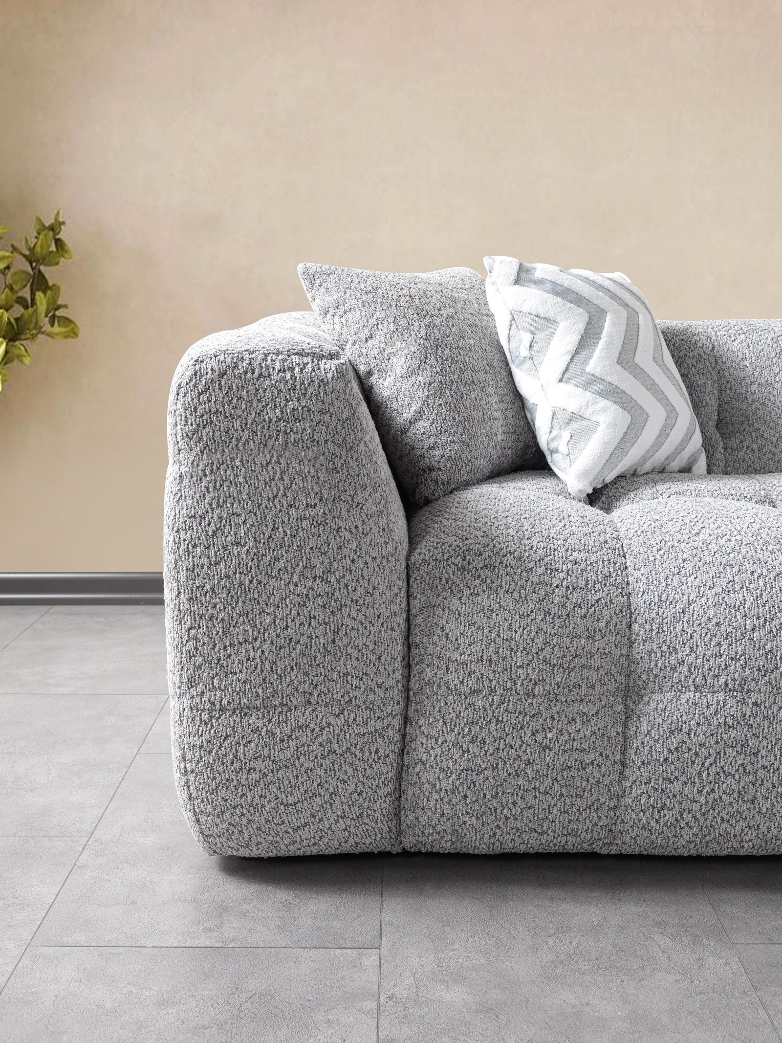 Ivy Gray Boucle 110" Right-Facing Chaise Sectional