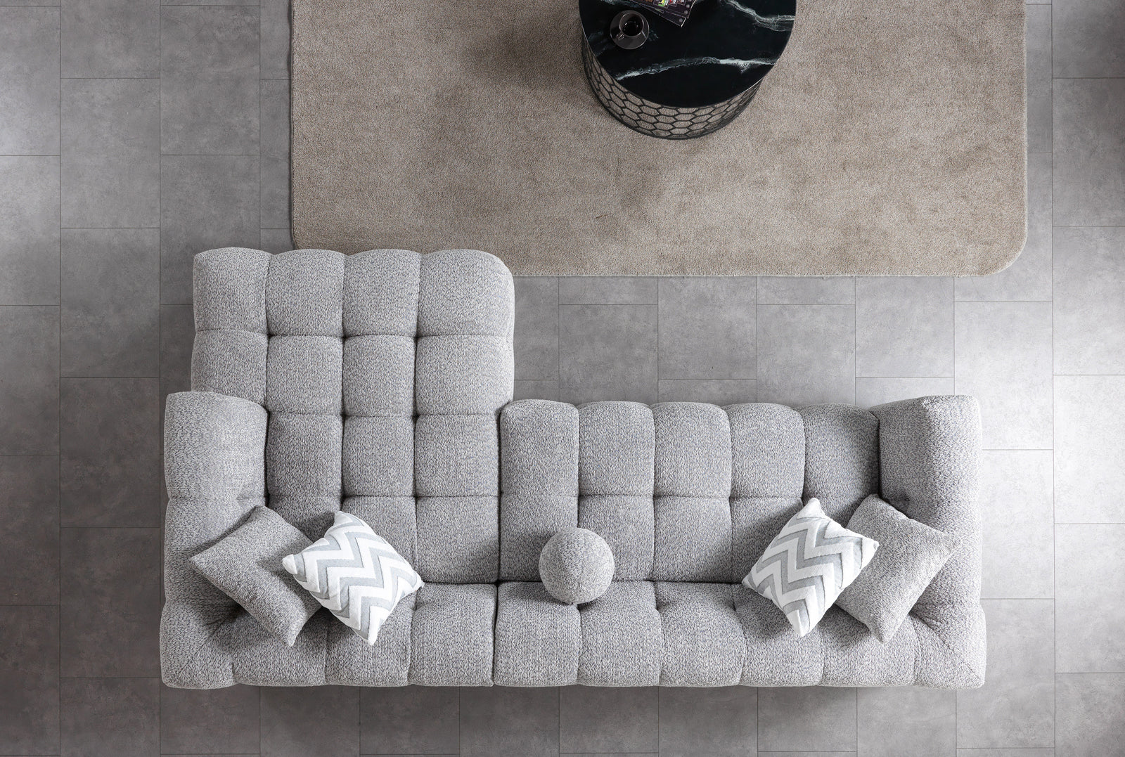 Ivy Gray Boucle 110" Right-Facing Chaise Sectional