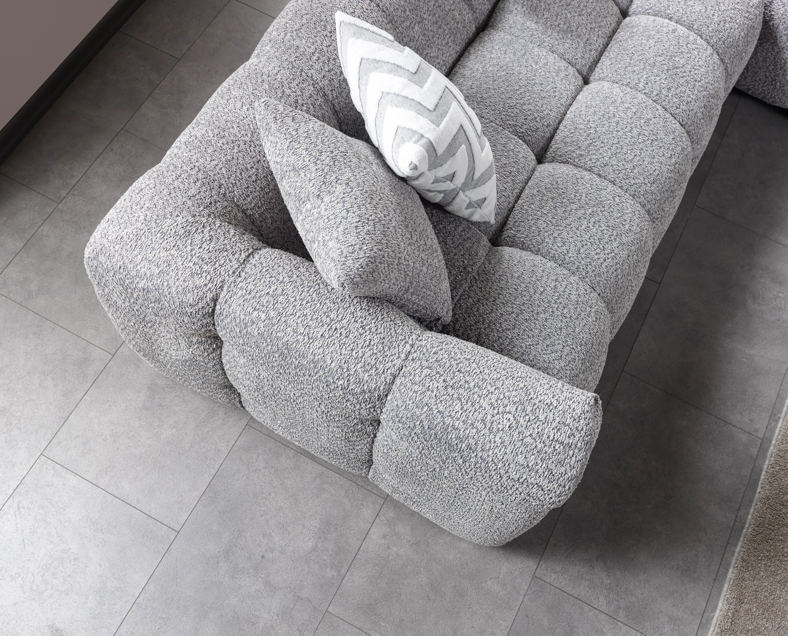 Ivy Gray Boucle 110" Right-Facing Chaise Sectional