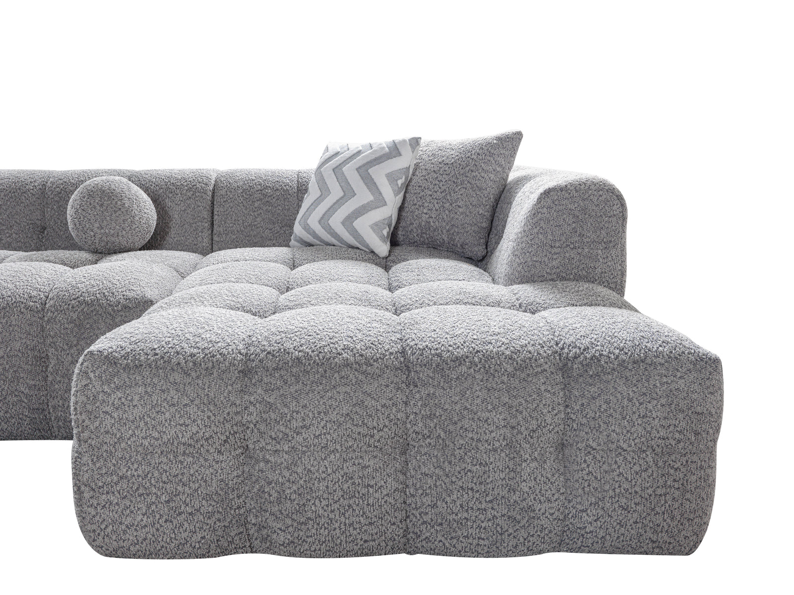 Ivy Gray Boucle 110" Right-Facing Chaise Sectional
