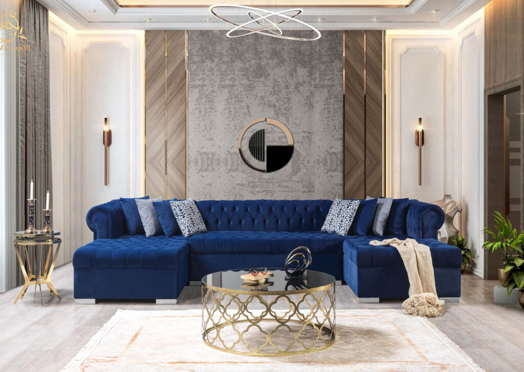 Lauren Navy Velvet Sectional