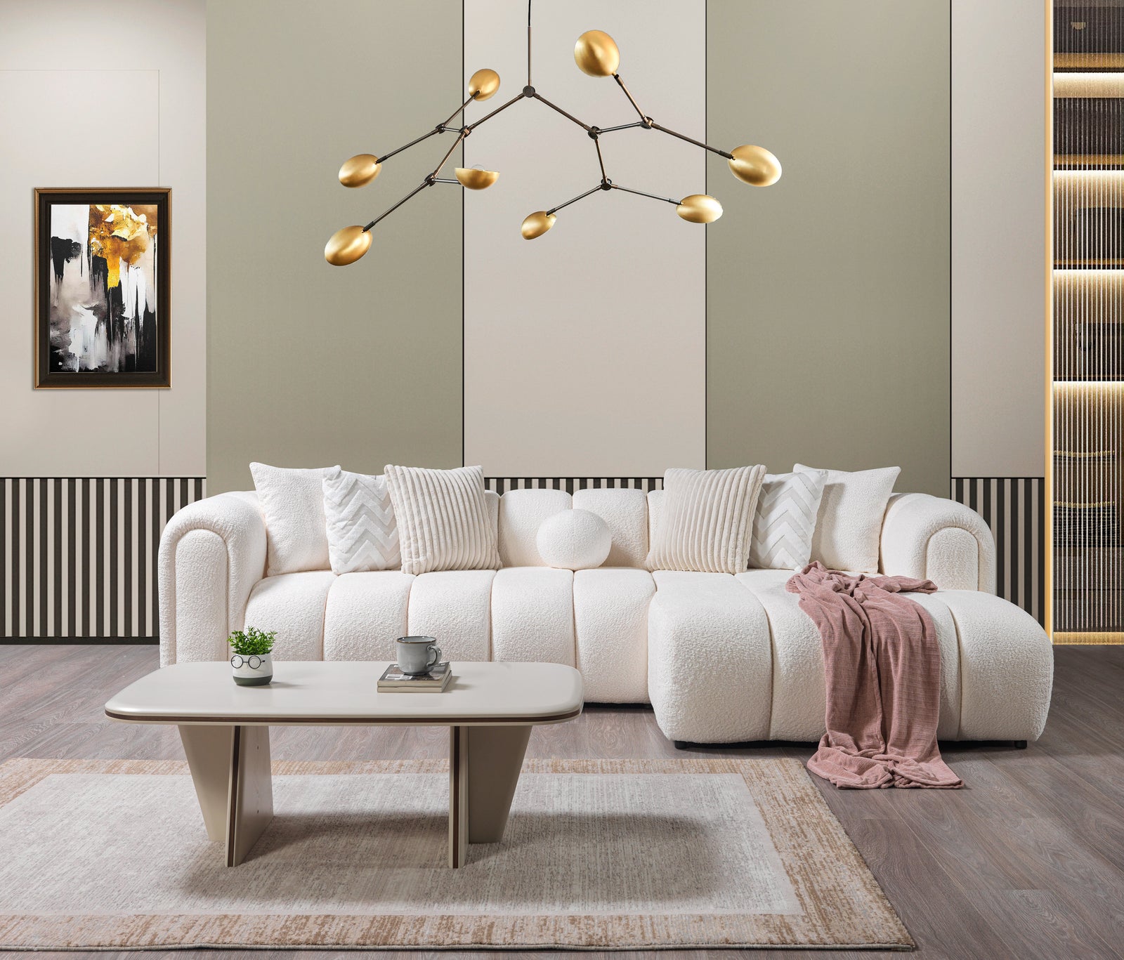 Lis Ivory Boucle 115" Sectional