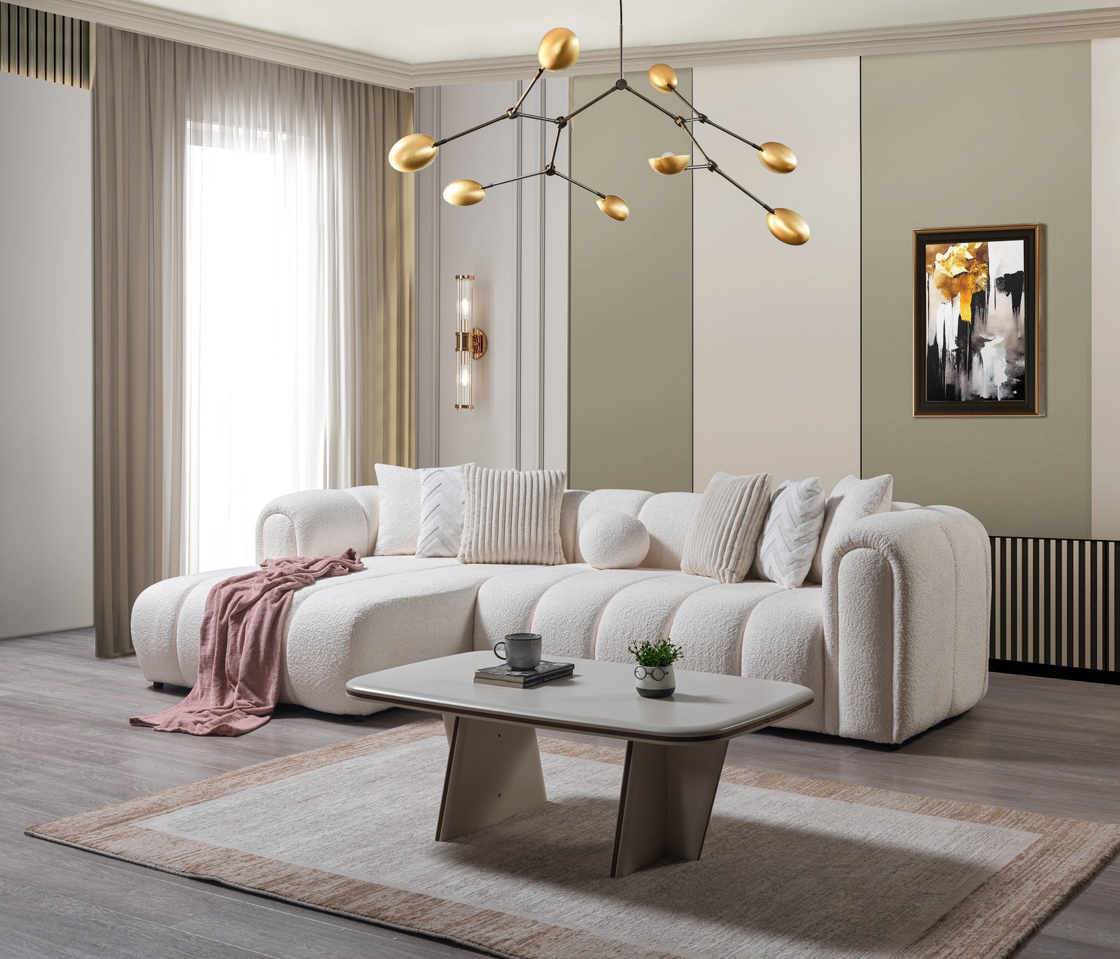 Lis Ivory Boucle 115" Sectional