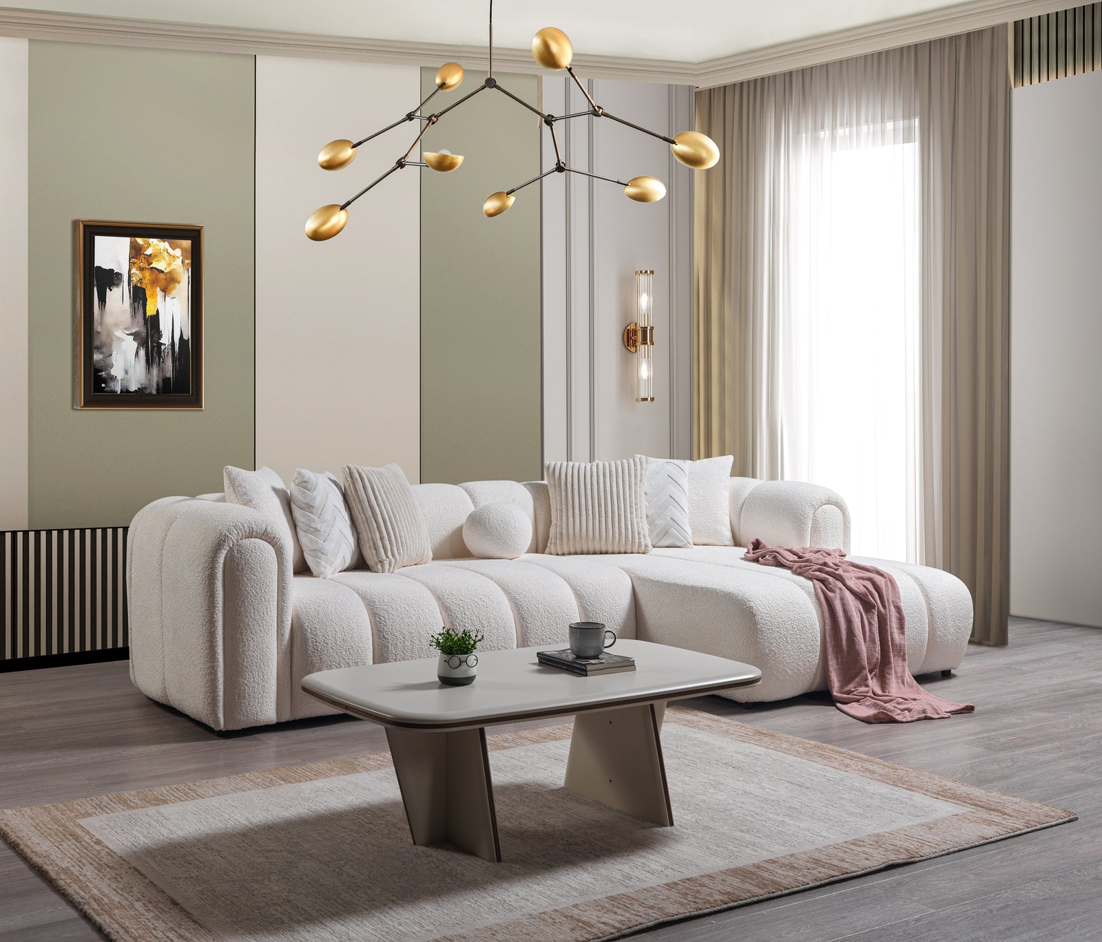 Lis Ivory Boucle 115" Sectional