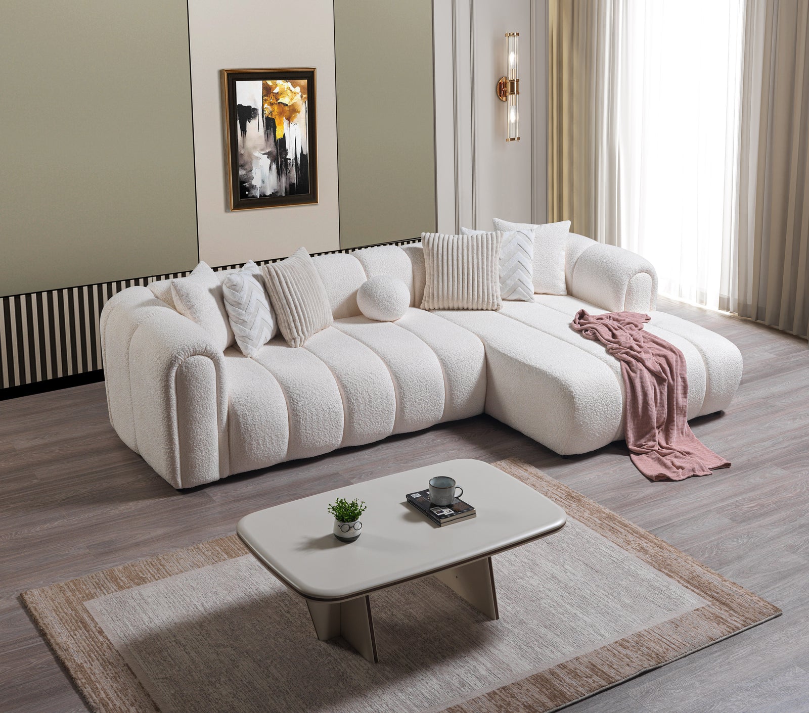 Lis Ivory Boucle 115" Sectional