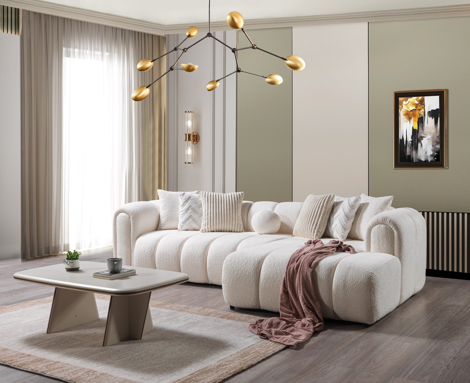 Lis Ivory Boucle 115" Sectional