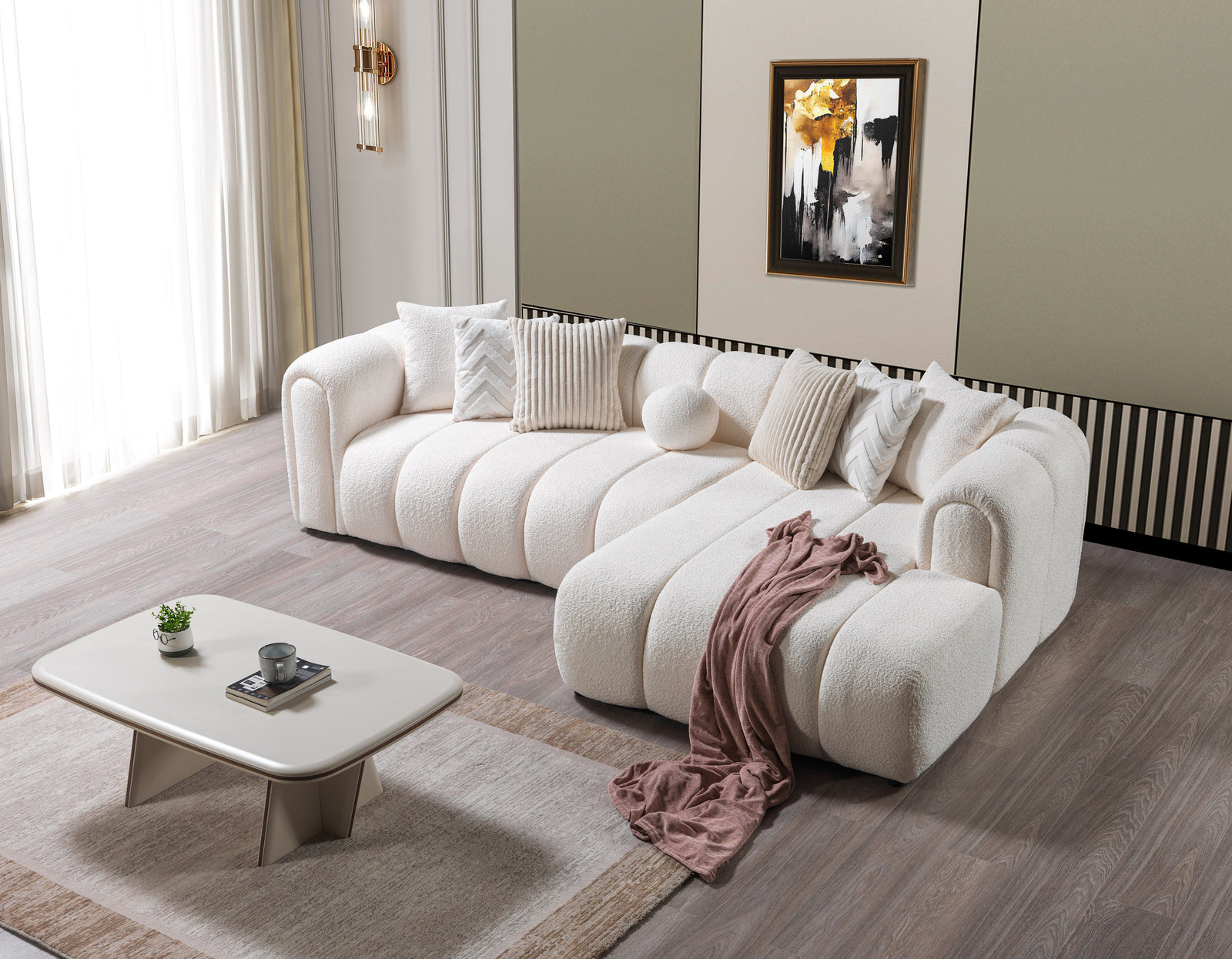 Lis Ivory Boucle 115" Sectional