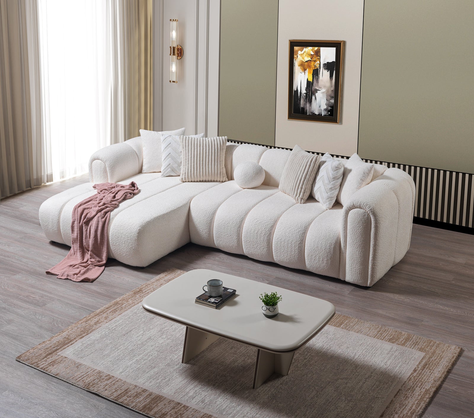 Lis Ivory Boucle 115" Sectional