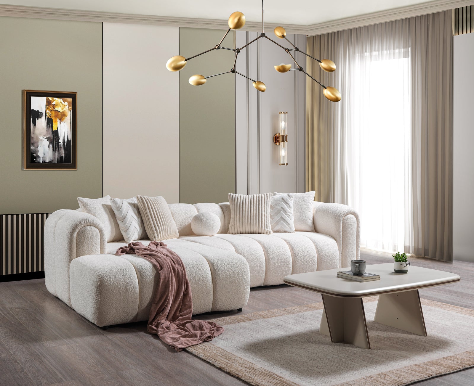 Lis Ivory Boucle 115" Sectional
