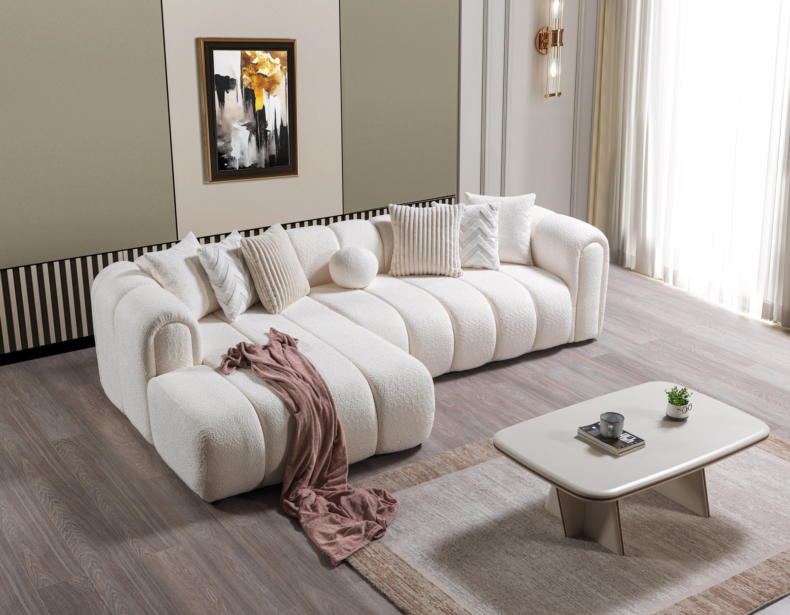 Lis Ivory Boucle 115" Sectional