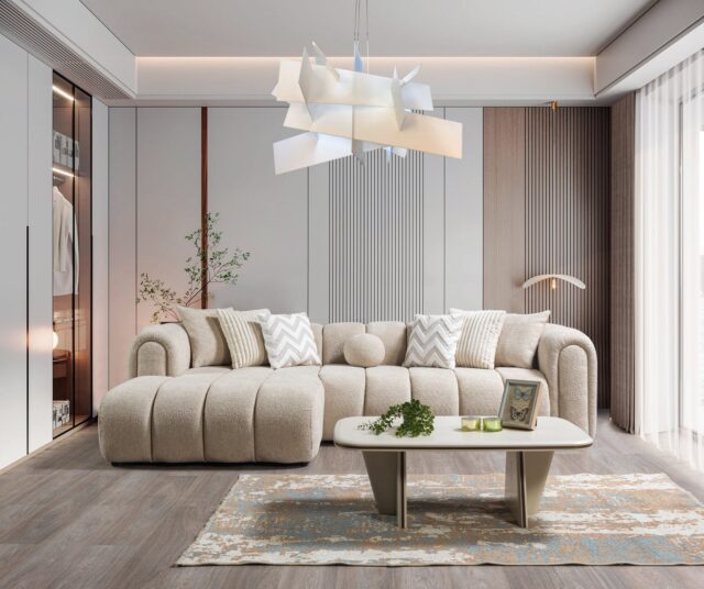 Lis Sand Boucle 115" Sectional