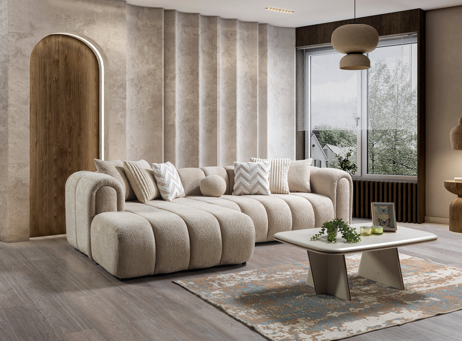 Lis Sand Boucle 115" Sectional