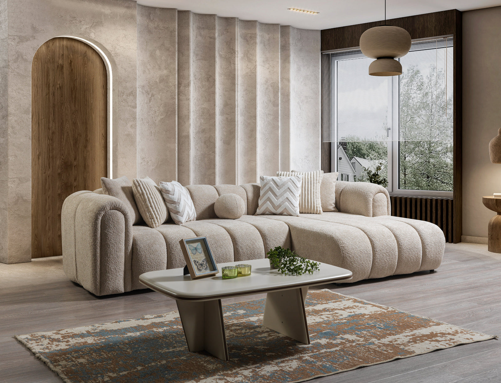 Lis Sand Boucle 115" Sectional