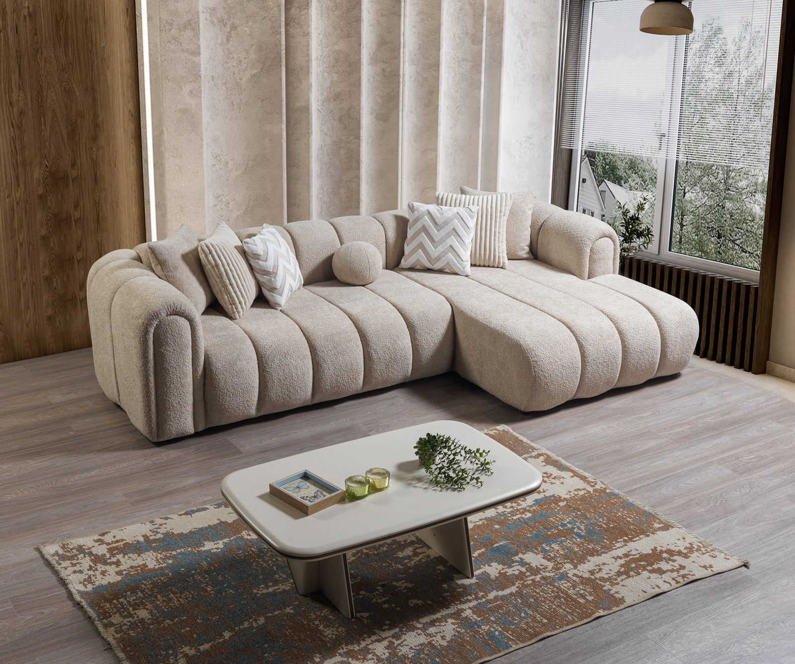 Lis Sand Boucle 115" Sectional