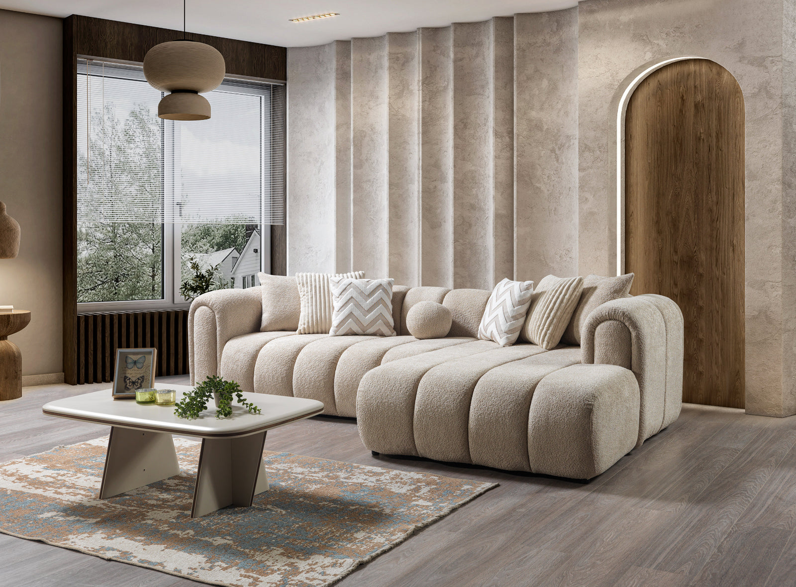 Lis Sand Boucle 115" Sectional