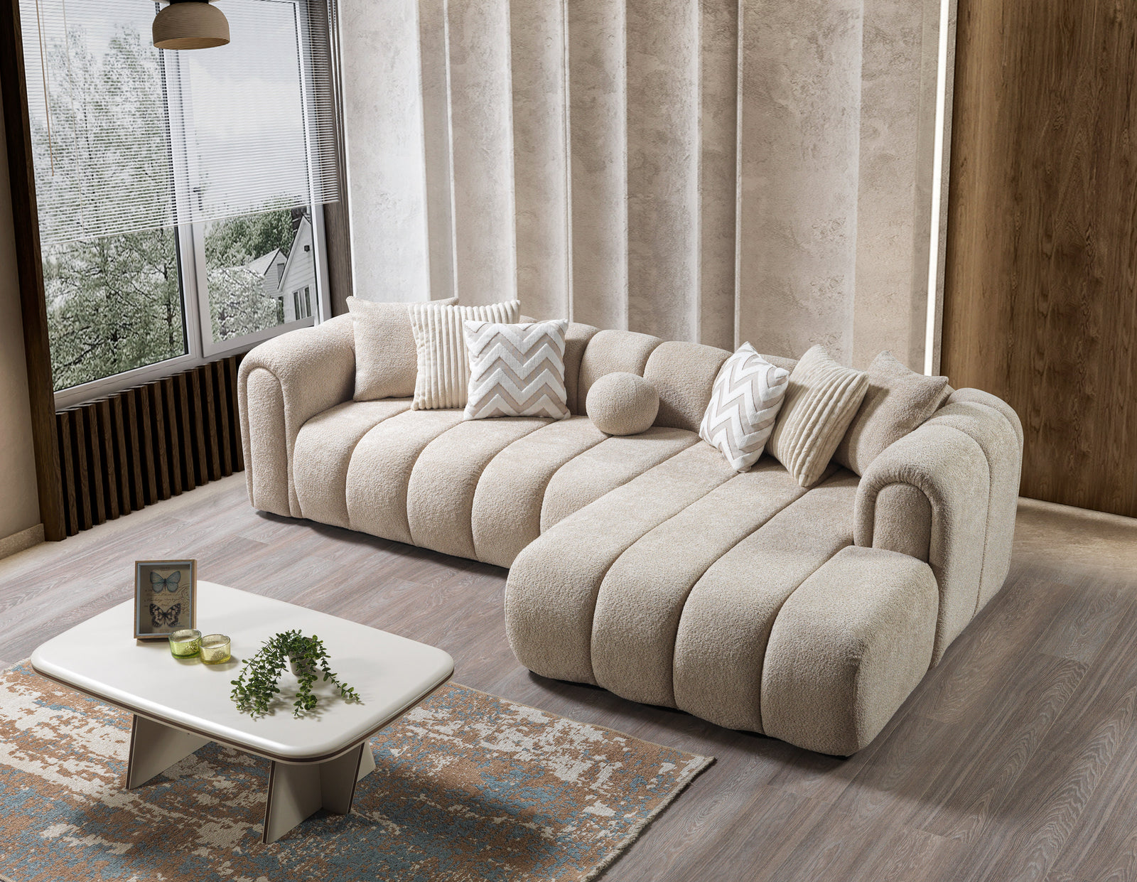 Lis Sand Boucle 115" Sectional