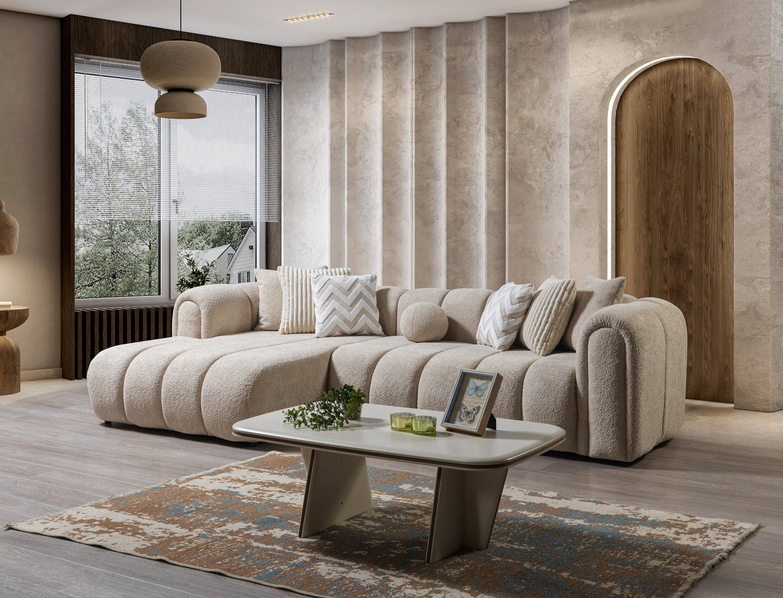 Lis Sand Boucle 115" Sectional