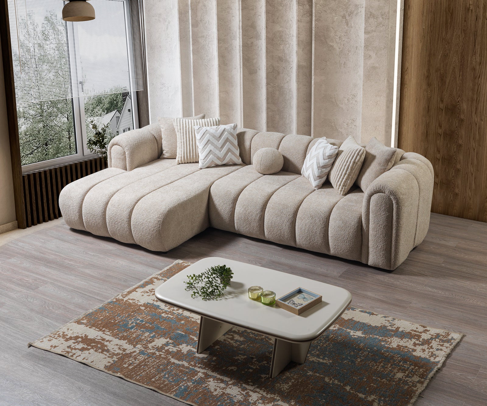 Lis Sand Boucle 115" Sectional