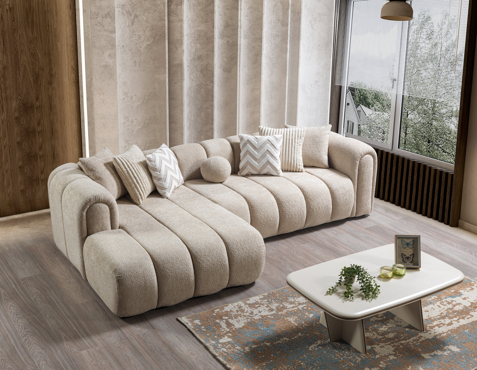 Lis Sand Boucle 115" Sectional