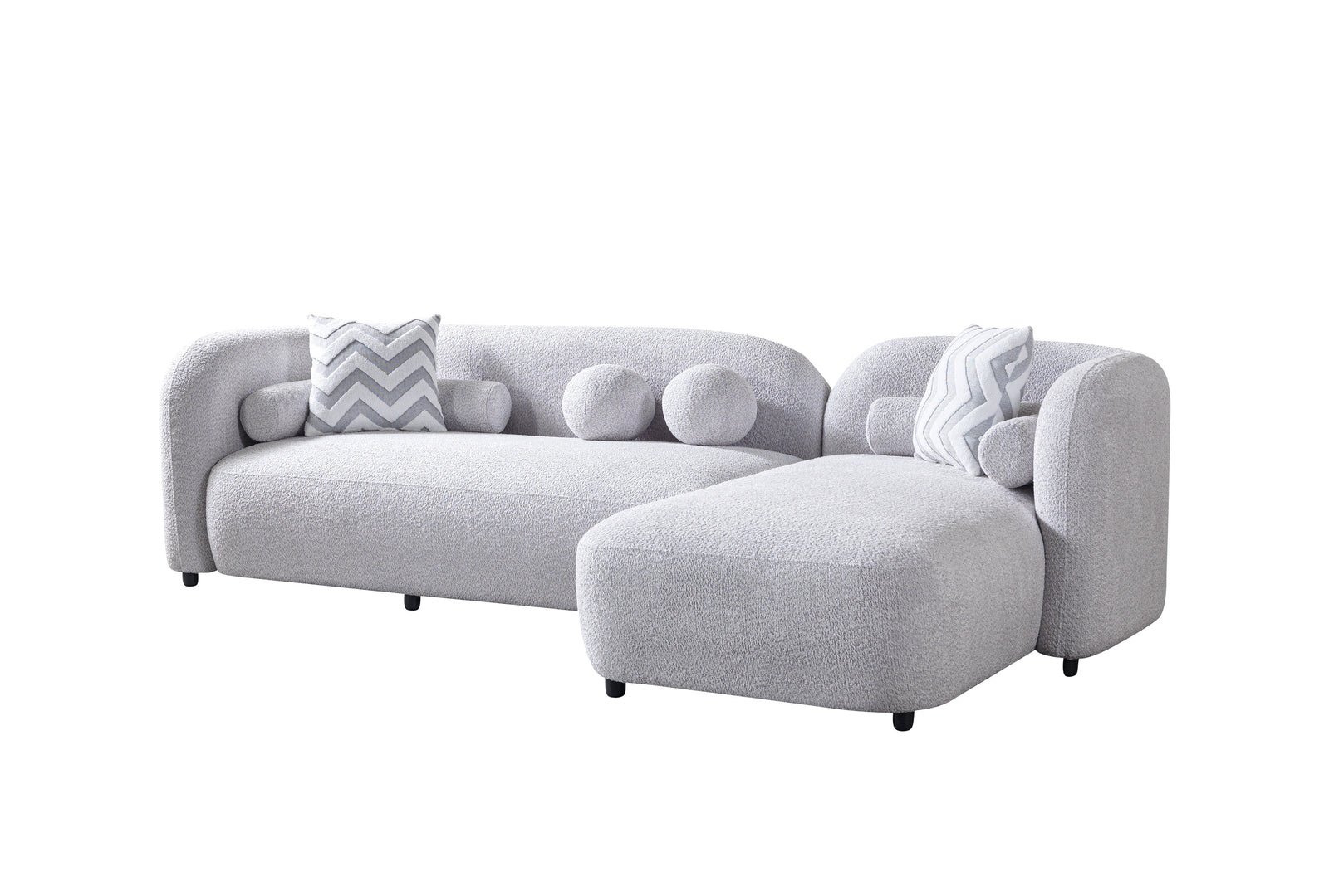 Liva Gray Boucle 110" Right-Facing Chaise Sectional