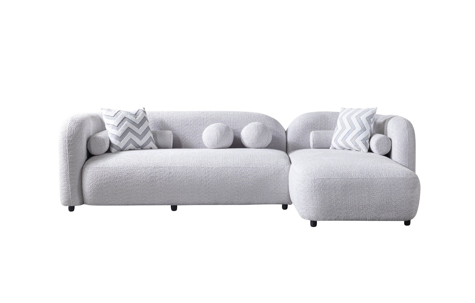 Liva Gray Boucle 110" Right-Facing Chaise Sectional