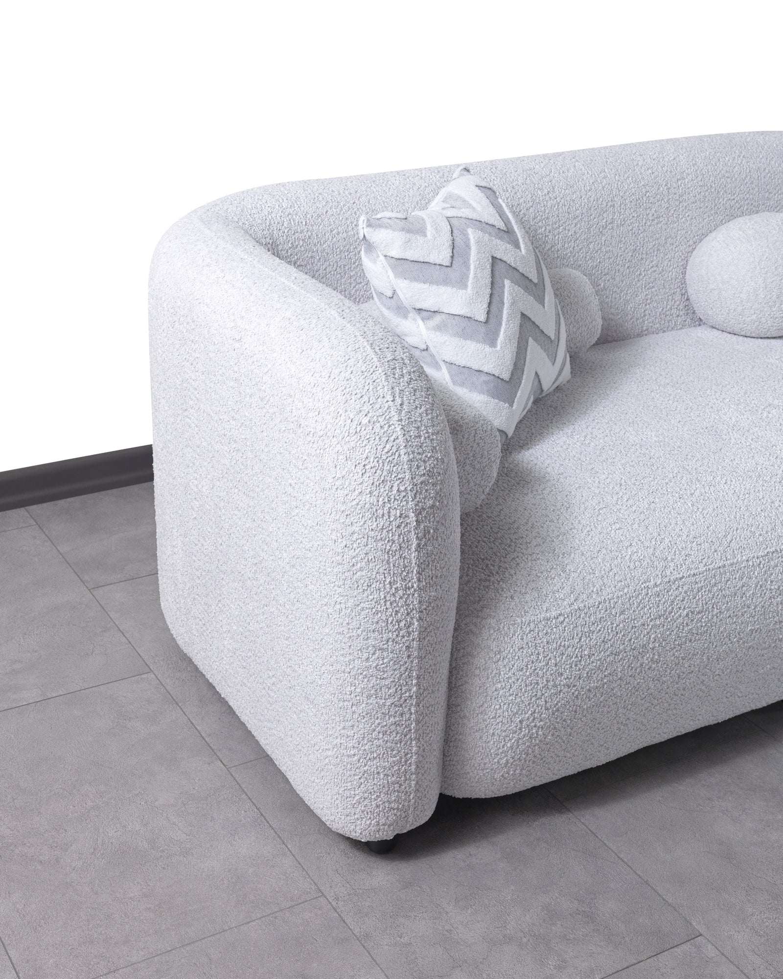 Liva Gray Boucle 110" Right-Facing Chaise Sectional