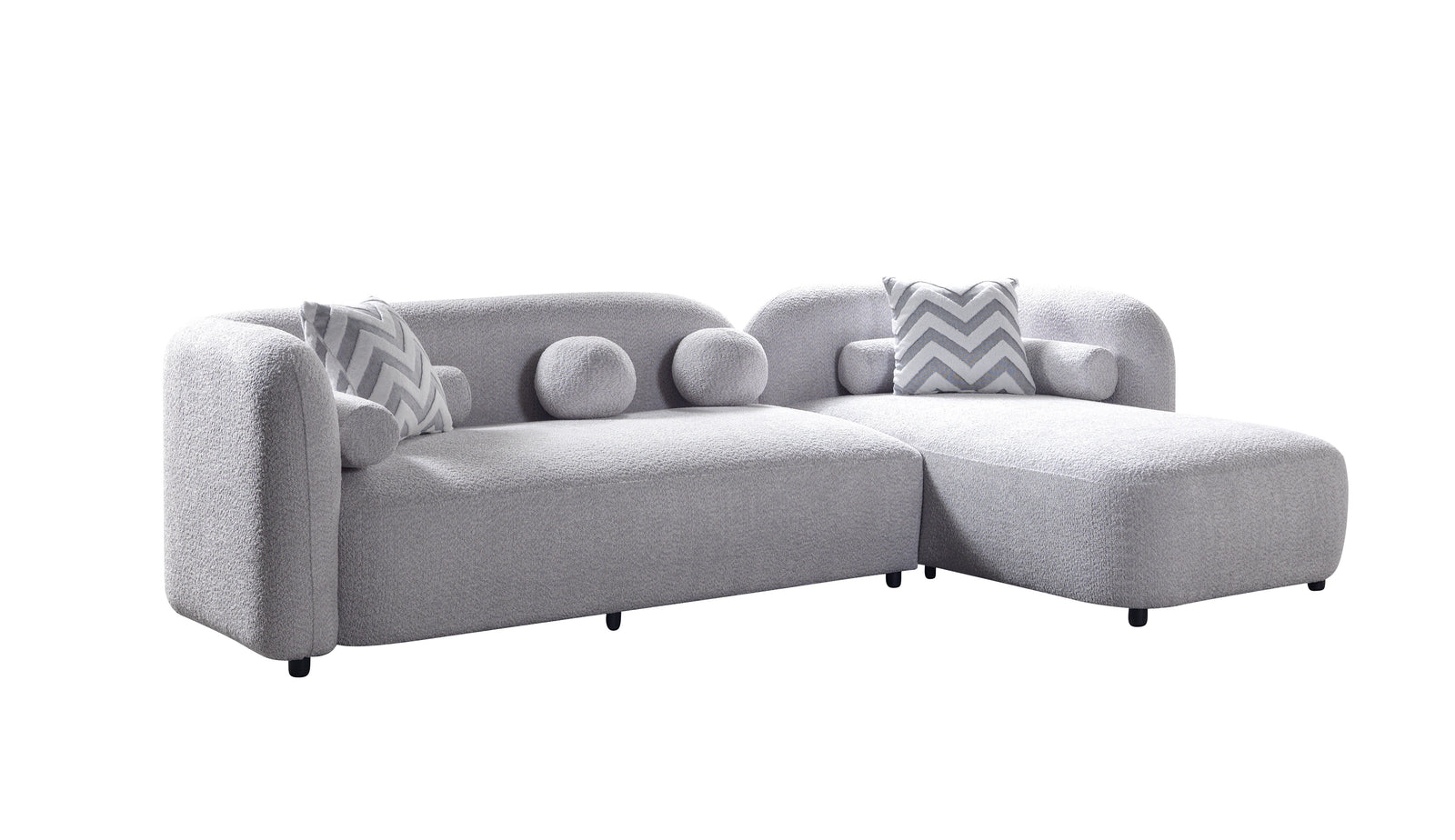 Liva Gray Boucle 110" Right-Facing Chaise Sectional