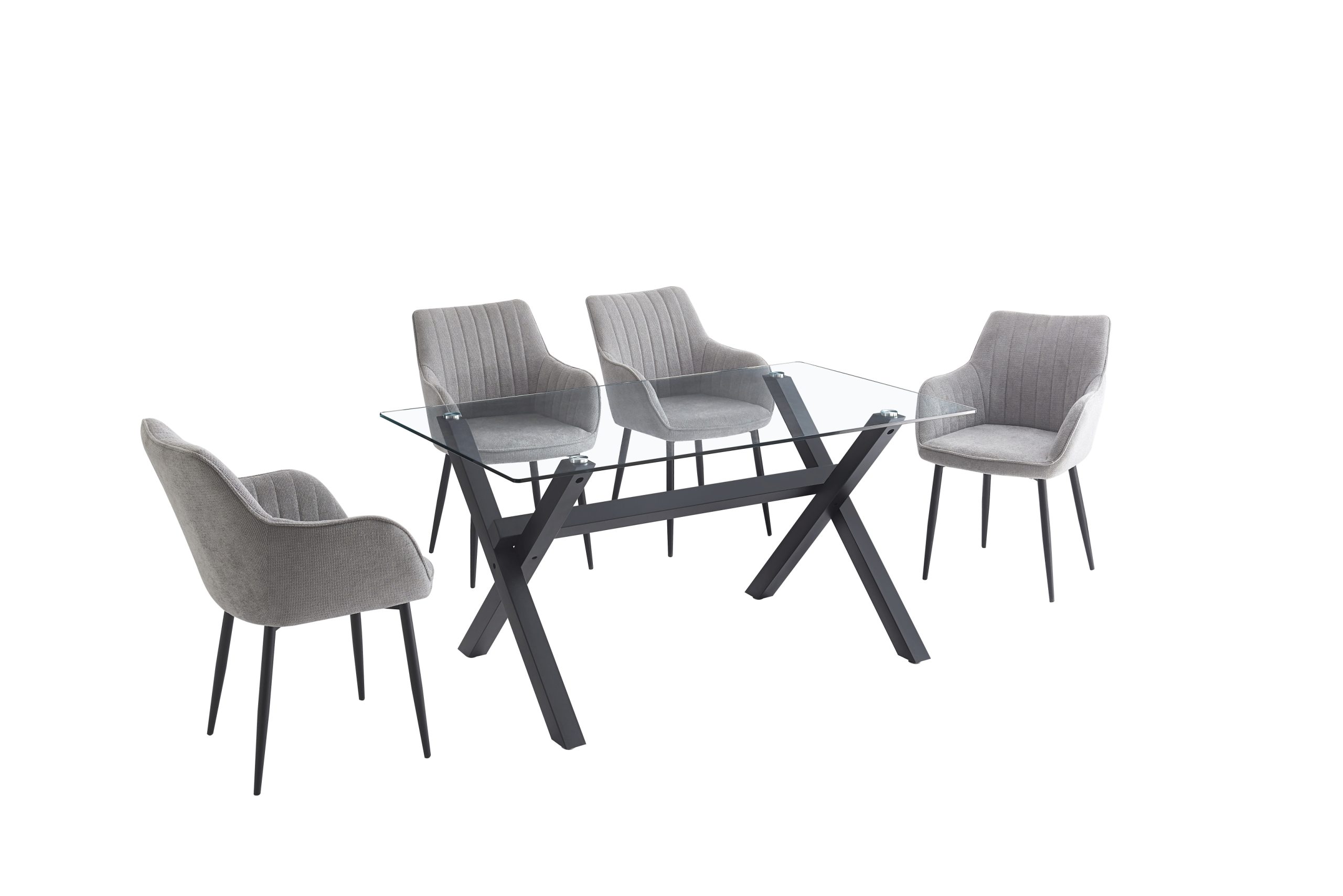 Madrid 5pc Dining Set with 4 Gray Linen Chairs